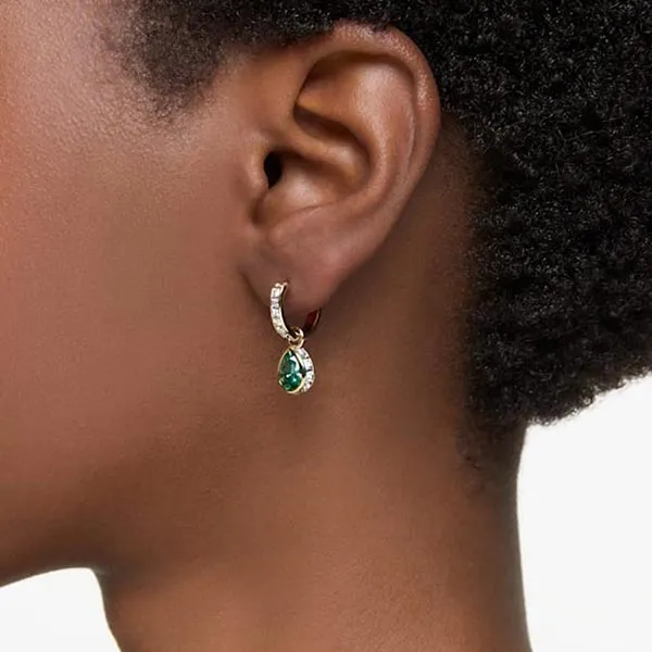 Khuyên Tai Nữ Swarovski Stilla Drop Earrings Pear Cut, Green, Gold-Tone Plated 5662922 Màu Vàng Xanh - Trang sức - Vua Hàng Hiệu