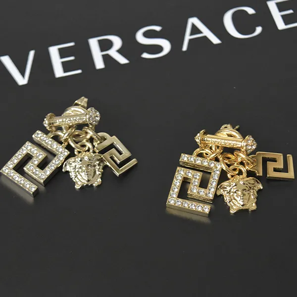 Khuyên Tai Nữ Versace Bijou Greca Màu Trắng Vàng - Trang sức - Vua Hàng Hiệu