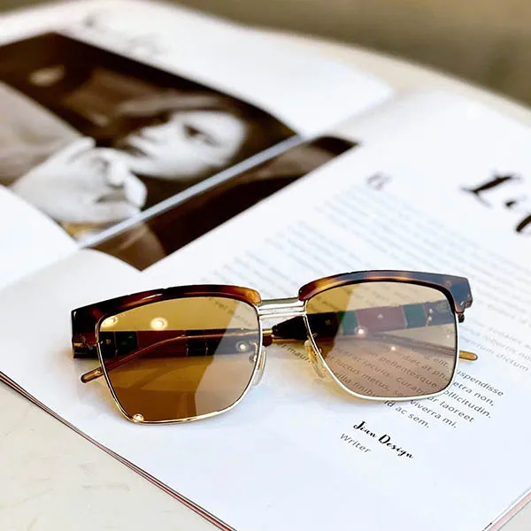 Kính Mát Nam Gucci Men's Rectangular Sunglasses GG0603S 006S Màu Nâu Havana