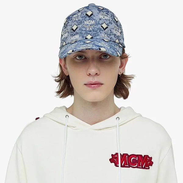 Mũ MCM Monogram Logo Tapestry Blue MEC BATQ01 LU001 Màu Xanh