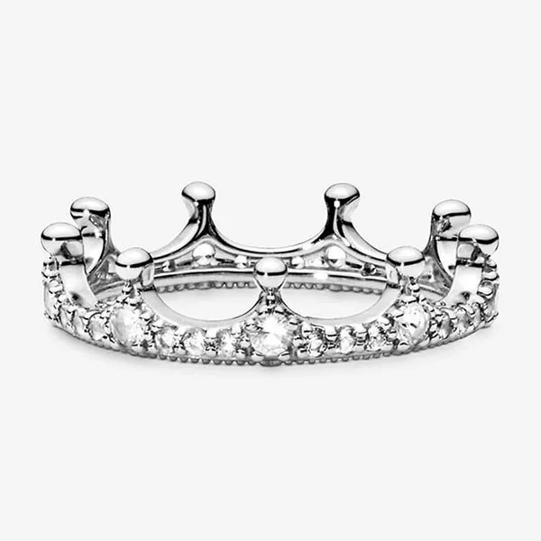 Nhẫn Nữ Pandora Moments Silver Ring Small Stone Crown 197087CZ Màu Bạc Size 50