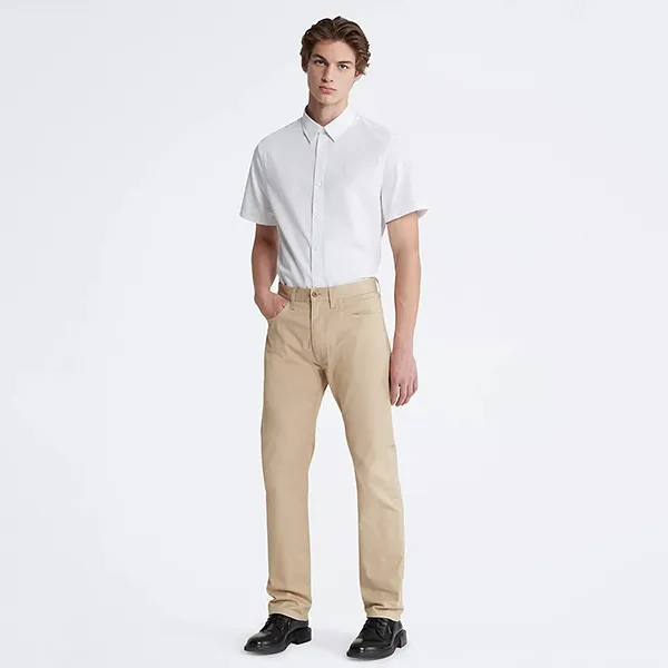 Quần Dài Nam Calvin Klein CK Straight Fit Signature 5-Pocket Chino Pants 40LP622 231 Màu Be Size 30 - Thời trang - Vua Hàng Hiệu