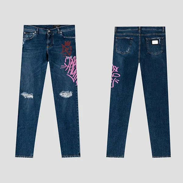 Quần Jean Nam Dolce & Gabbana D&G Blue Denim With Logo Print Skinny Fit GY07LD G8GV7 S9001 Màu Xanh - Thời trang - Vua Hàng Hiệu