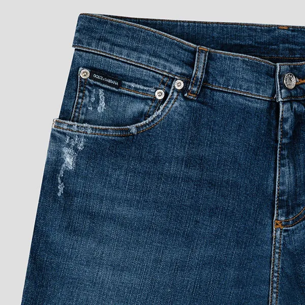 Quần Jean Nam Dolce & Gabbana D&G Blue Denim With Logo Print Skinny Fit GY07LD G8GV7 S9001 Màu Xanh - Thời trang - Vua Hàng Hiệu