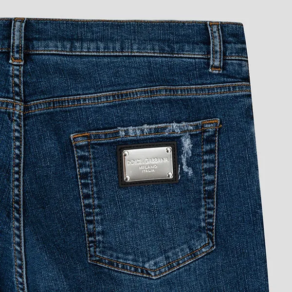 Quần Jean Nam Dolce & Gabbana D&G Blue Denim With Logo Print Skinny Fit GY07LD G8GV7 S9001 Màu Xanh - Thời trang - Vua Hàng Hiệu