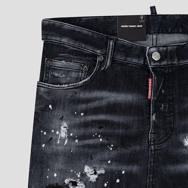 Quần Jean Nam Dsquared2 Black Diamond Wash Super Twinky Fit S74LB1388S30503900 Màu Đen