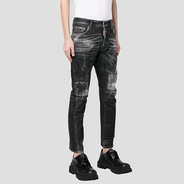 Quần Jean Nam Dsquared2 Black Wash Denim Tidy Biker Fit S74LB1360 S30357 900 Màu Đen