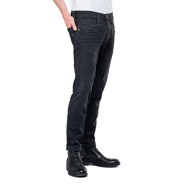 Quần Jean Nam Replay Slim Fit Hyperflex Anbass Jeans Clouds M914 Màu Đen Size 31