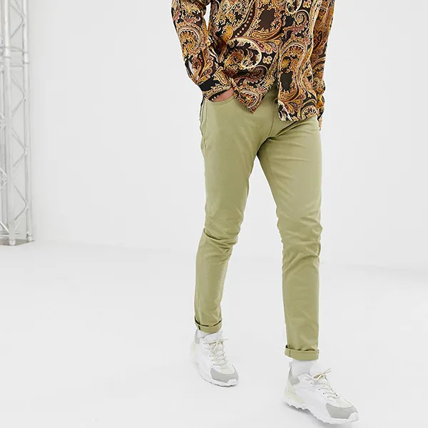 Quần Kaki Nam Moschino Skinny Fit Chinos With Back Pocket Màu Xanh Olive - Thời trang - Vua Hàng Hiệu