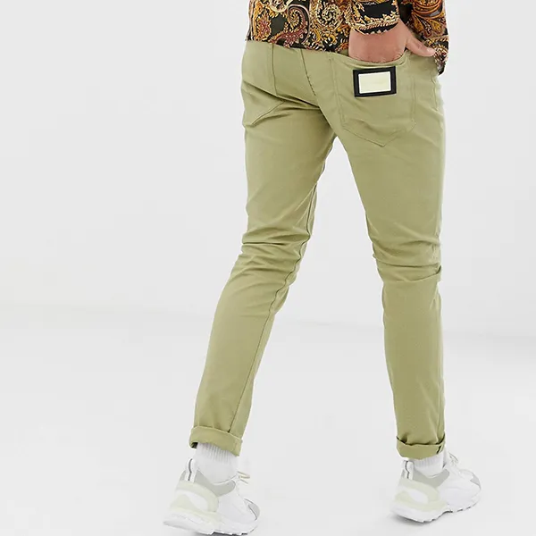 Quần Kaki Nam Moschino Skinny Fit Chinos With Back Pocket Màu Xanh Olive - Thời trang - Vua Hàng Hiệu