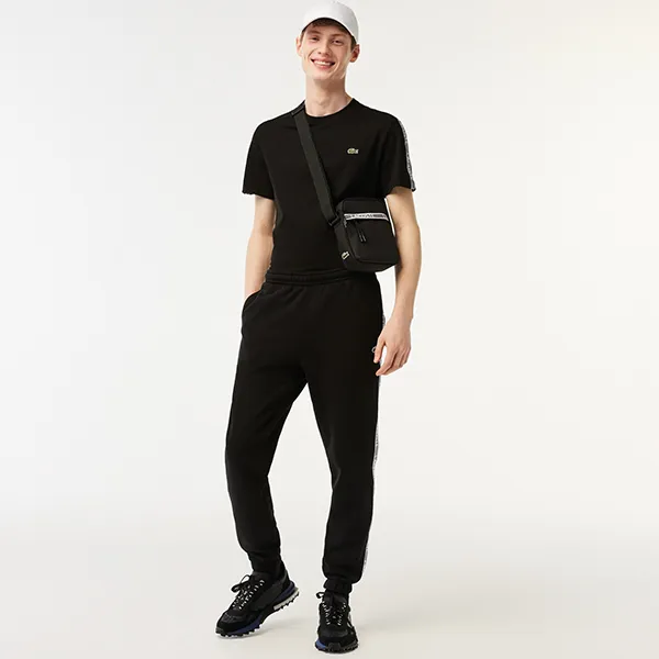 Quần Nỉ Nam Lacoste Logo Stripe Joggers XH5072 031 Màu Đen Size 4