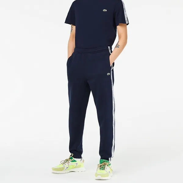 Quần Nỉ Nam Lacoste Logo Stripe Joggers XH5072 166 Màu Xanh Navy Size 3