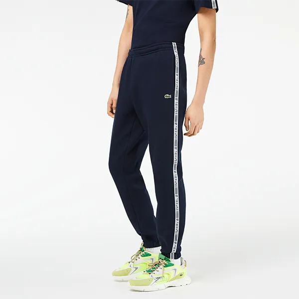 Quần Nỉ Nam Lacoste Logo Stripe Joggers XH5072 166 Màu Xanh Navy Size 3