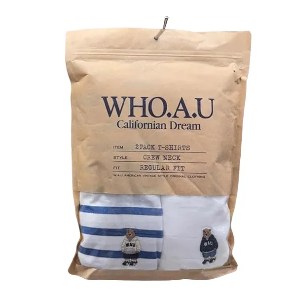 Set 2 Áo Phông WHOAU Collection Tshirt Màu Xanh Kẻ - Trắng - Thời trang - Vua Hàng Hiệu