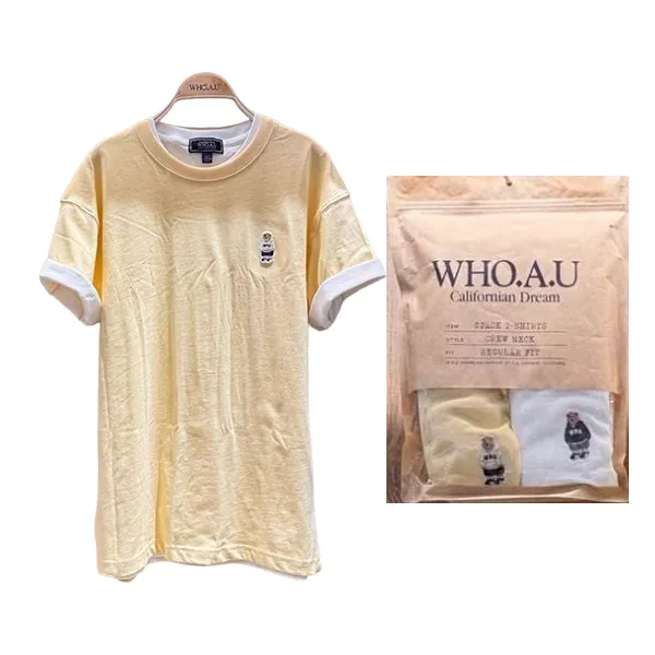 Set 2 Áo Phông WHOAU Collection Tshirt Màu Trắng - Vàng - Thời trang - Vua Hàng Hiệu