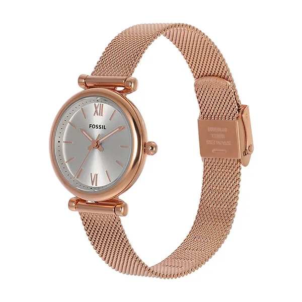 Set Đồng Hồ Và Dây Chuyền Nữ Fossil Carlie ES5314SET Màu Vàng Hồng