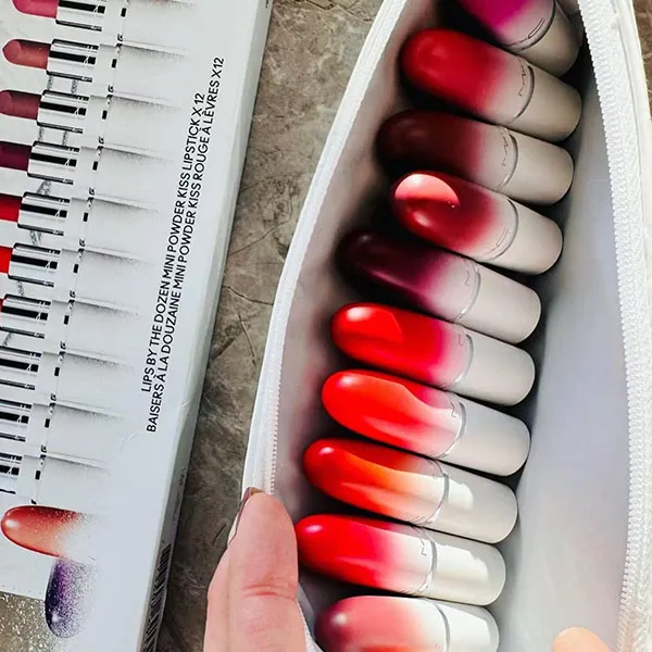 Set Son MAC Lips By The Dozen Mini Powder Kiss Lipstick Set (1.5g x 12) - Son Môi - Vua Hàng Hiệu