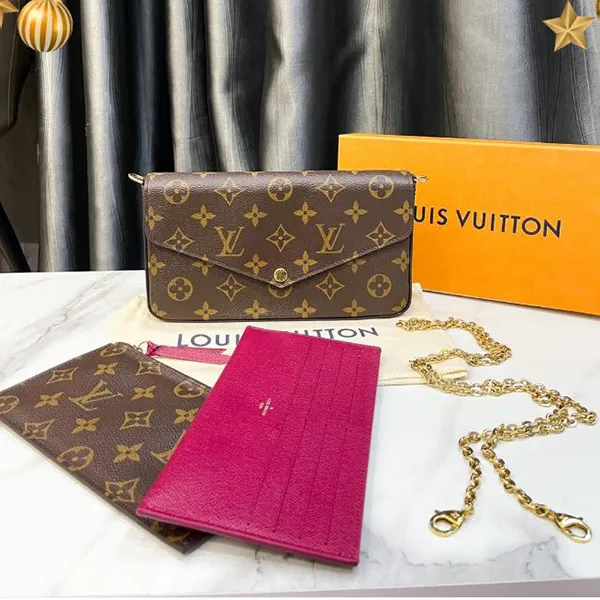 Set Túi Đeo Vai Nữ Louis Vuitton LV Pochette Felicie Monogram M81896 Màu Nâu Đen - Túi xách - Vua Hàng Hiệu