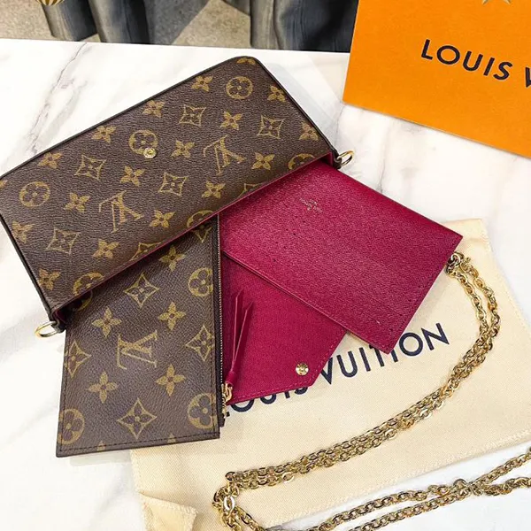 Set Túi Đeo Vai Nữ Louis Vuitton LV Pochette Felicie Monogram M81896 Màu Nâu Đen - Túi xách - Vua Hàng Hiệu
