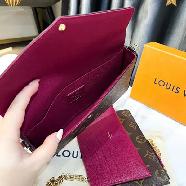 Set Túi Đeo Vai Nữ Louis Vuitton LV Pochette Felicie Monogram M81896 Màu Nâu Đen - Túi xách - Vua Hàng Hiệu