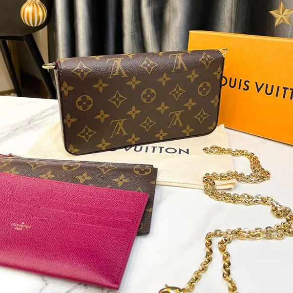Set Túi Đeo Vai Nữ Louis Vuitton LV Pochette Felicie Monogram M81896 Màu Nâu Đen - Túi xách - Vua Hàng Hiệu