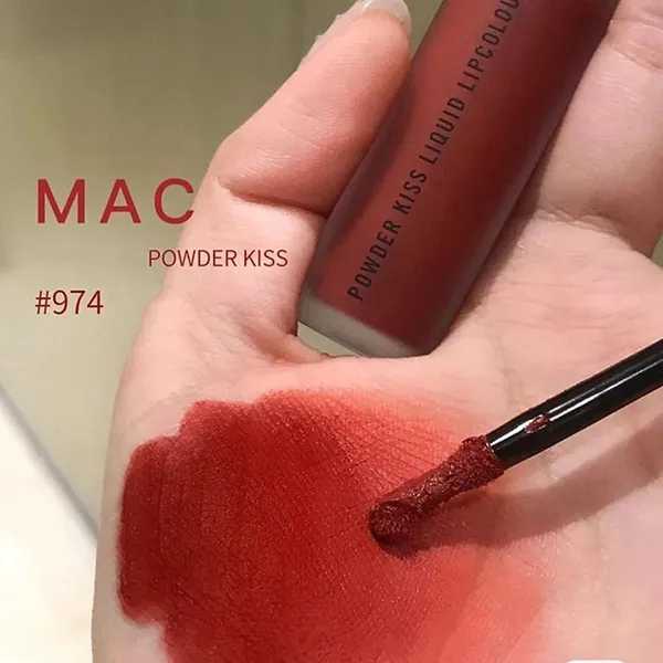 Son Kem Mac Powder Kiss Liquid Lipcolour 974 Rhythm 'N' Roses Màu Đỏ Cam Gạch 5ml - Son Môi - Vua Hàng Hiệu