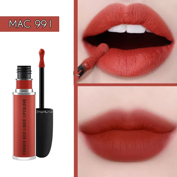 Son MAC Powder Kiss Liquid Lipcolour 991 Devoted To Chili Màu Đỏ Gạch - Son Môi - Vua Hàng Hiệu