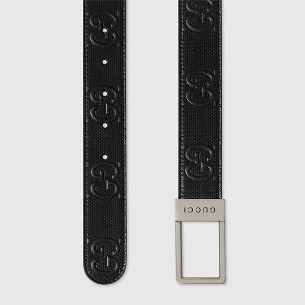 Thắt Lưng Gucci GG Belt With Rectangular Buckle 7223701W30G1000 Màu Đen Size 100 - Thắt lưng - Vua Hàng Hiệu