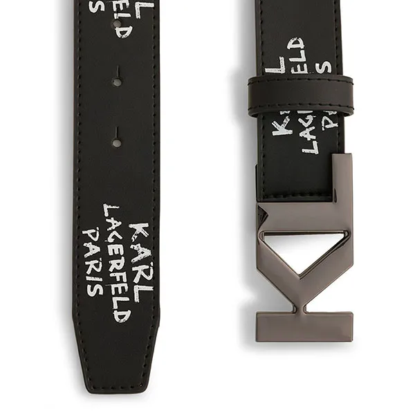 Thắt Lưng Karl Lagerfeld Graffiti Logo Leather Belt Màu Đen Size 90