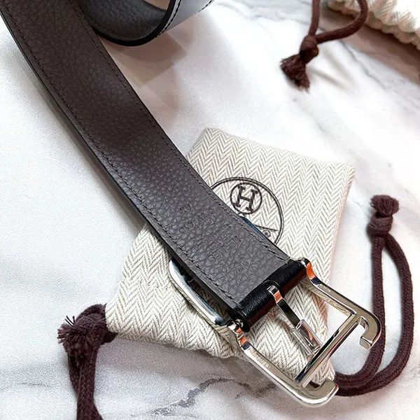Thắt Lưng Nam Hermès Black Belt 2 Mặt Màu Đen