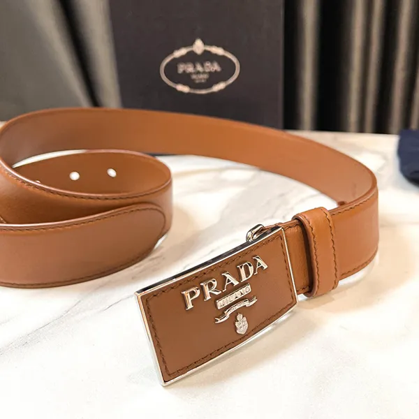Thắt Lưng Nữ Prada Logo Buckle Brown 3cm Màu Nâu Size 75 - Thắt lưng - Vua Hàng Hiệu