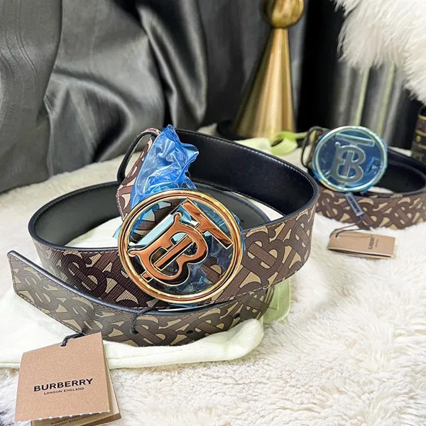 Thắt Lưng Nữ Burberry Logo TB Belt Màu Nâu Họa Tiết Size S - Thắt lưng - Vua Hàng Hiệu
