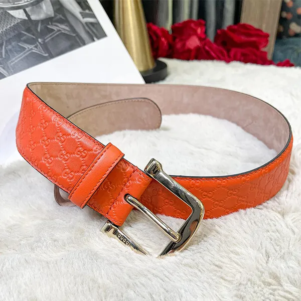 Thắt Lưng Nữ Gucci Orange Micro Guccissima Leather Interlocking GG Belt Màu Cam Size 80 - Thắt lưng - Vua Hàng Hiệu