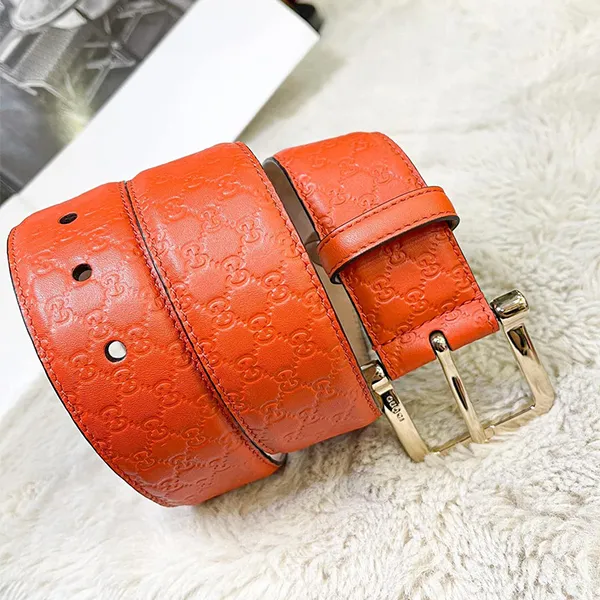 Thắt Lưng Nữ Gucci Orange Micro Guccissima Leather Interlocking GG Belt Màu Cam Size 80 - Thắt lưng - Vua Hàng Hiệu