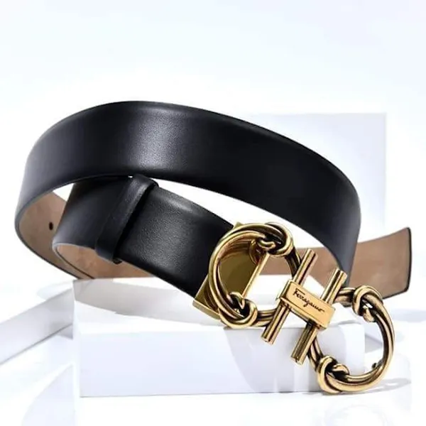 Thắt Lưng Nữ Salvatore Ferragamo Gancini Belt Màu Đen Vàng Size 80 - Thắt lưng - Vua Hàng Hiệu