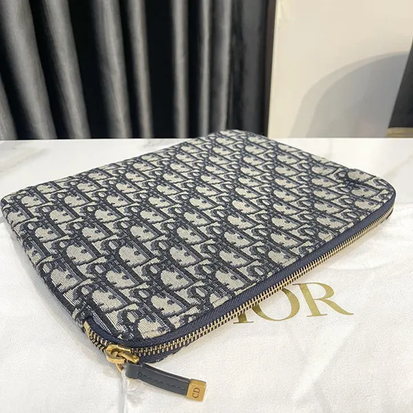 Túi Cầm Tay Dior Oblique Jacquard A Clutch Màu Đen Be