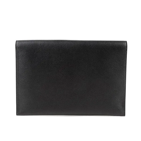 Túi Cầm Tay Nam Alexander Mcqueen Skull Black Grained Leather Clutch Màu Đen