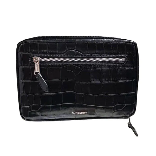 Túi Cầm Tay Nam Burberry Clutch BBR Vân Croc Màu Đen - Túi xách - Vua Hàng Hiệu