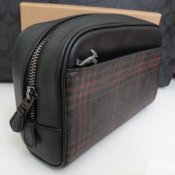 Túi Cầm Tay Nam Coach Double Closure Neceser Màu Đen