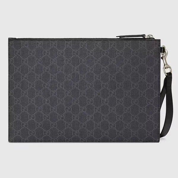 Túi Cầm Tay Nam Gucci Bestiary Pouch With Kingsnake Clutch Màu Đen