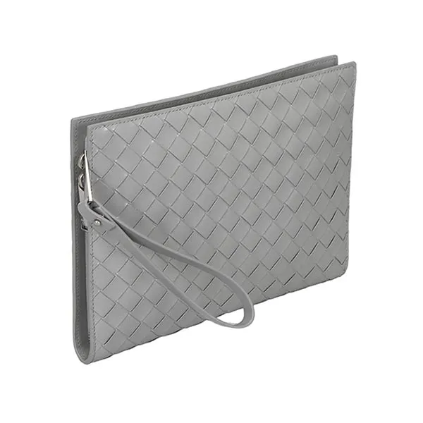 Túi Cầm Tay Nữ Bottega Veneta Intrecciato Strap Clutch Bag 592855 VMBI0 1429 Màu Xám