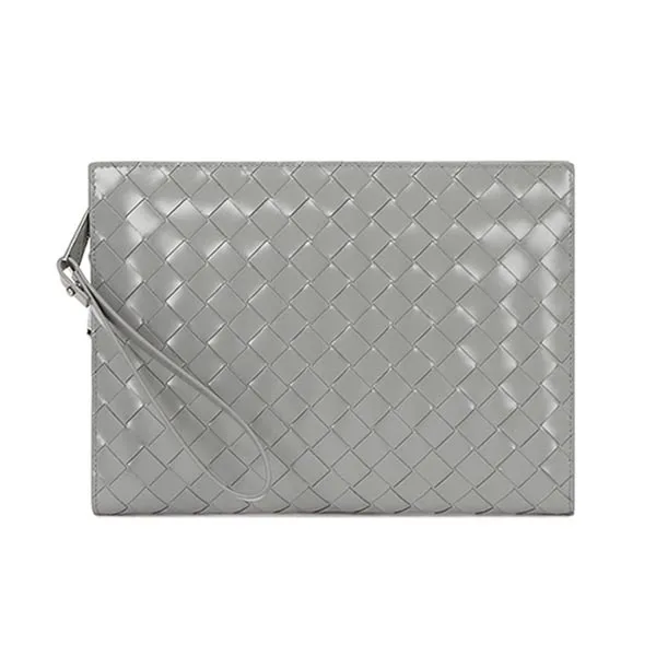 Túi Cầm Tay Nữ Bottega Veneta Intrecciato Strap Clutch Bag 592855 VMBI0 1429 Màu Xám