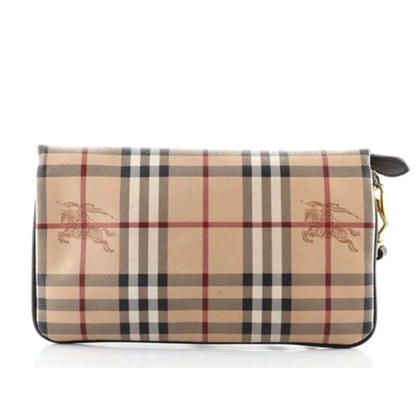 Túi Cầm Tay Nữ Burberry Haymarket Check Coated Canvas Adeline Màu Beige (Kèm Dây Đeo) - Túi xách - Vua Hàng Hiệu