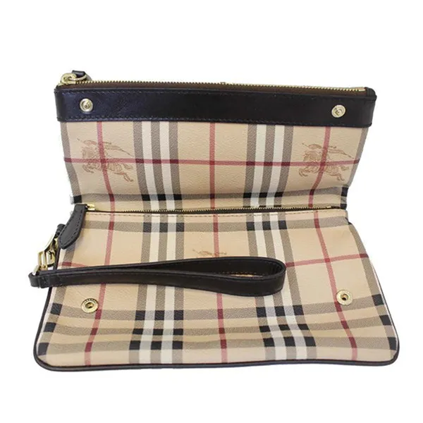 Túi Cầm Tay Nữ Burberry Haymarket Check Coated Canvas Adeline Màu Beige (Kèm Dây Đeo) - Túi xách - Vua Hàng Hiệu