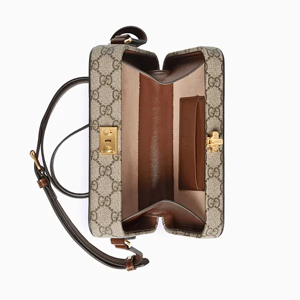 Túi Đeo Chéo Gucci Mini Trunk Bag With Interlocking G 723129 92TCG Beige Màu Xám/Nâu - Túi xách - Vua Hàng Hiệu