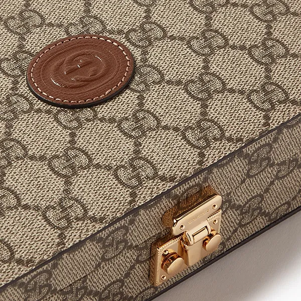 Túi Đeo Chéo Gucci Mini Trunk Bag With Interlocking G 723129 92TCG Beige Màu Xám/Nâu - Túi xách - Vua Hàng Hiệu