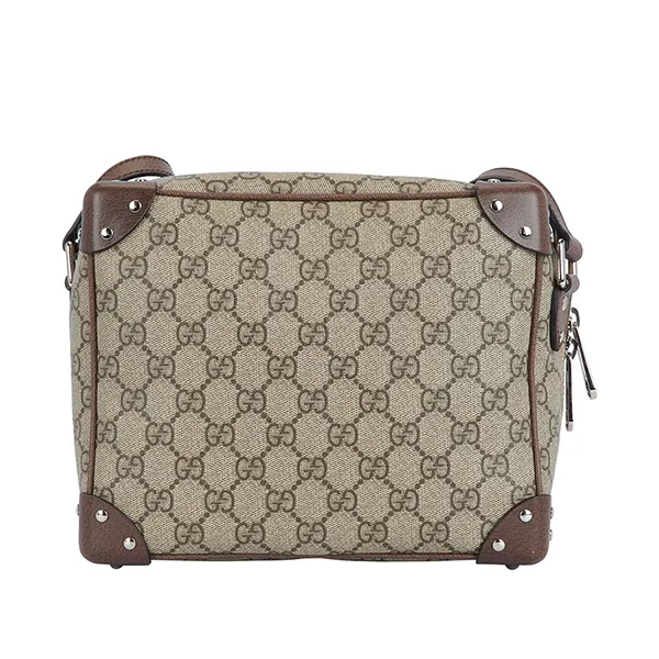 Túi Đeo Chéo Nam Gucci Trunk Shoulder Bag GG Coated Canvas Màu Beige