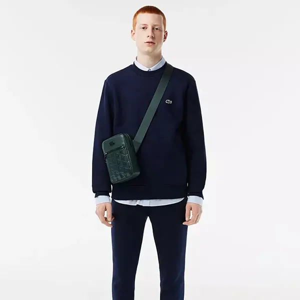 Túi Đeo Chéo Nam Lacoste Monogram Print Shoulder Men Bag NH4486 B43 Màu Xanh Green