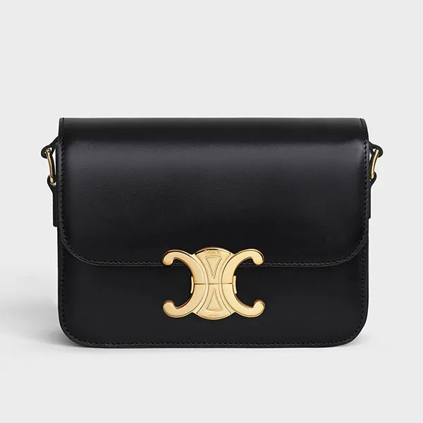 Túi Đeo Chéo Nữ Celine Teen Triomphe Bag In Shiny Calfskin Black 188423BF4.38NO Màu Đen - Túi xách - Vua Hàng Hiệu