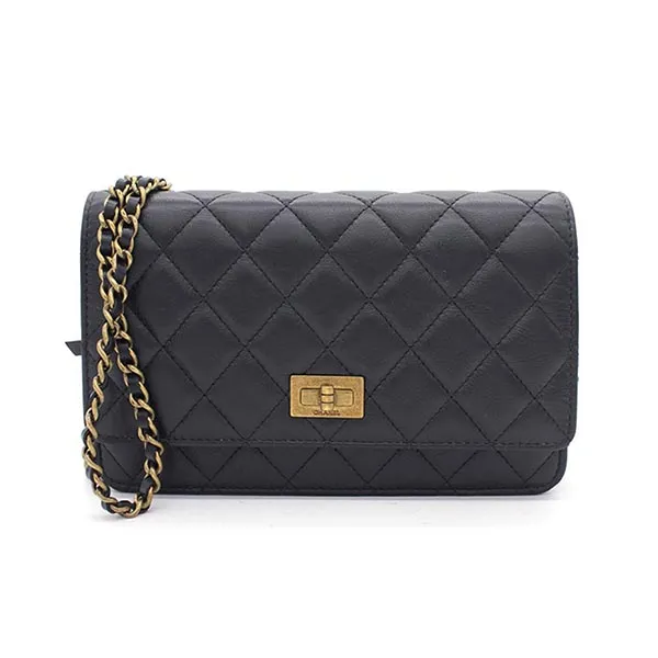 Túi Đeo Chéo Nữ Chanel Aged Calfskin Reissue Wallet On Chain WOC Black Màu Đen